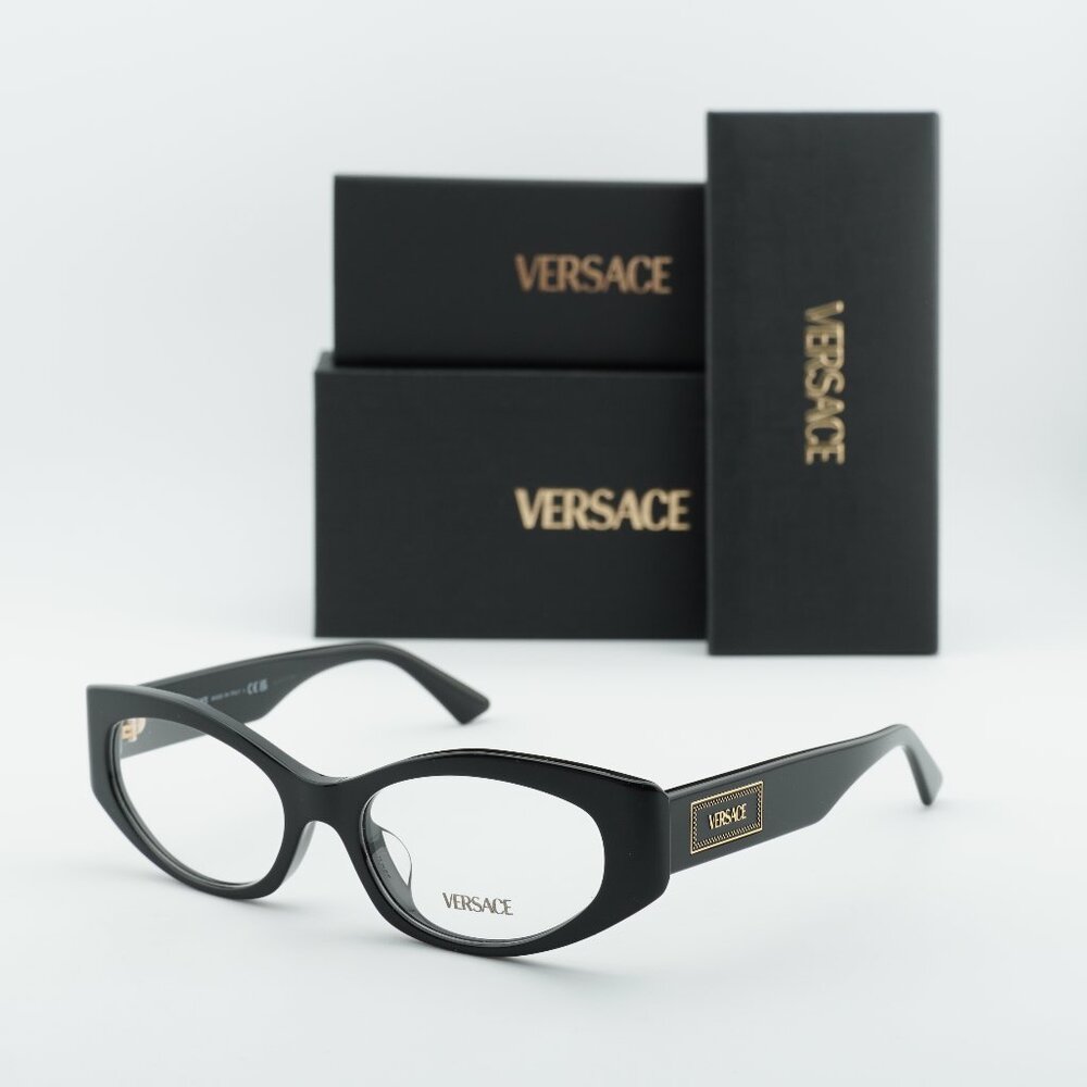 Versace VE3369F GB1 Oval Eyeglasses – Black 53mm